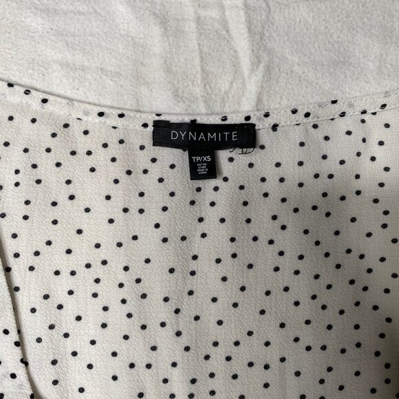 Dynamite Women's Black and White Polka Dot Long Sleeve, size Extra Small - Picture 3 of 9